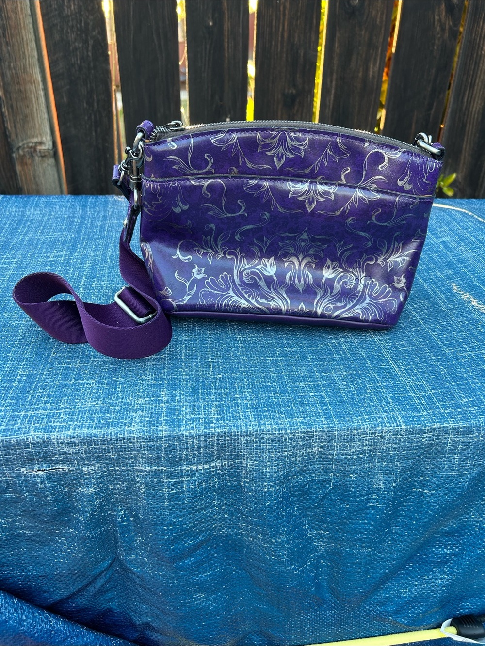 NWOT Patricia Nash Purple and Silver Leather Crossbody